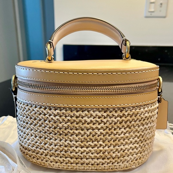Coach Trail Woven Straw Crossbody Bag - Picture 12 of 13